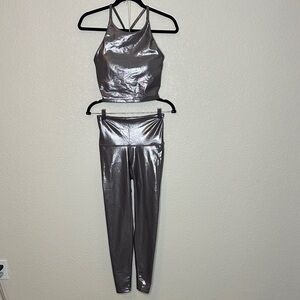 Old Navy Metallic Silver Leggings and Top Set